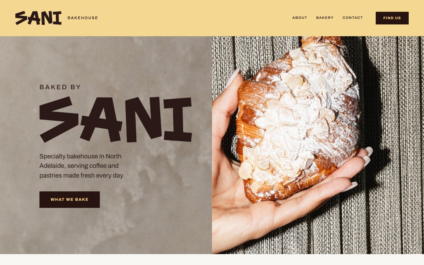 SANI Bakehouse website concept by JJT Digital